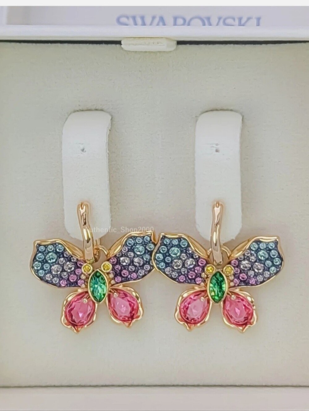 NEW Authentic SWAROVSKI Multicolor Pave Butterfly Idyllia drop earrings